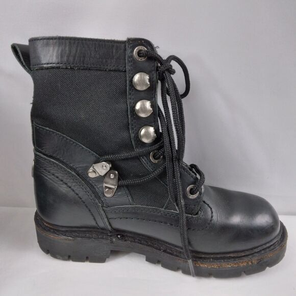 HARLEY DAVIDSON Leather Motorcycle Boots Mid Calf Combat Patch Women's 6.5 - Picture 10 of 15